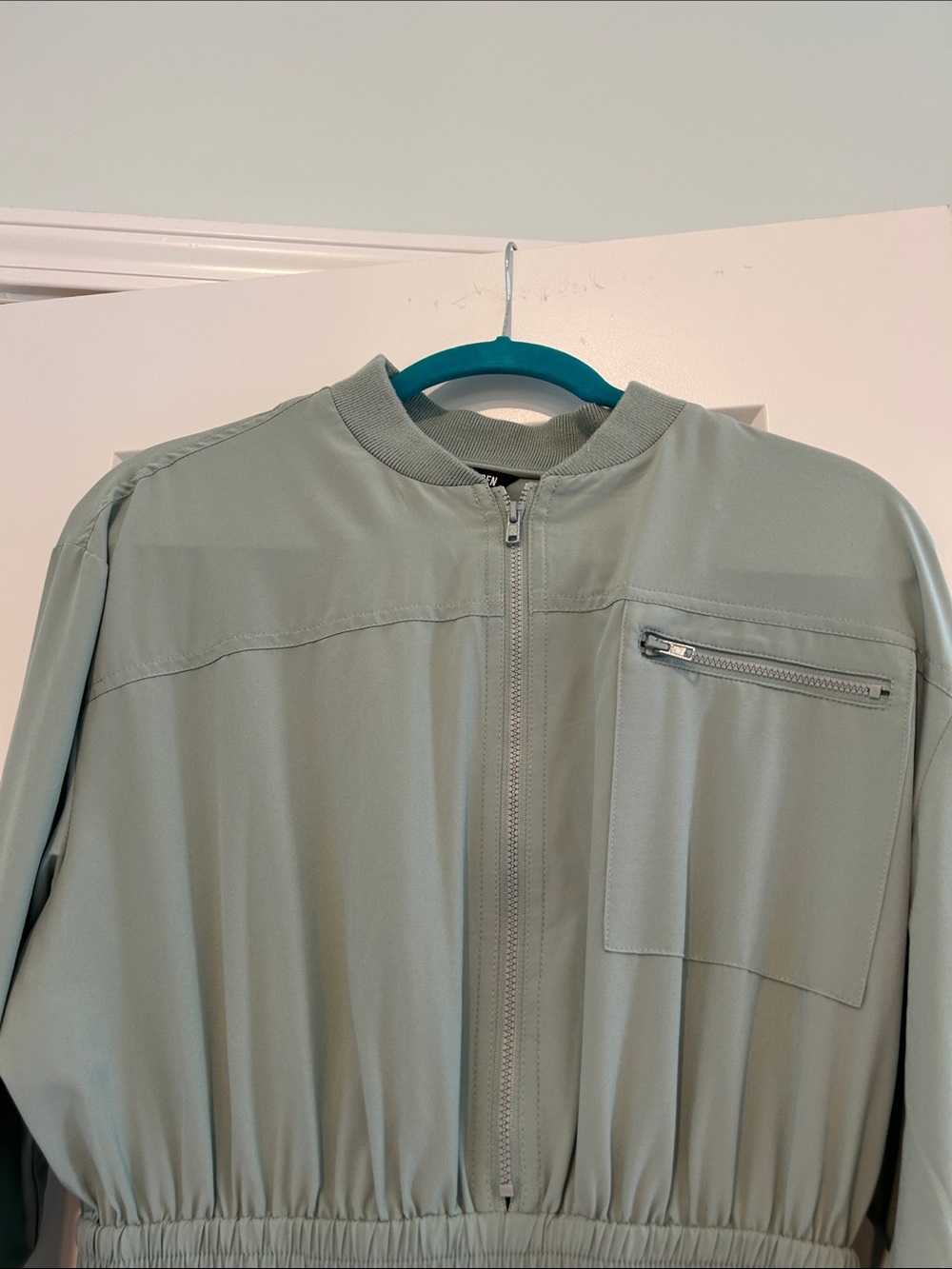 Sage Green Long Sleeve Utility Jumpsuit by Steve Madden Elastic at the bottom - Picture 4 of 4